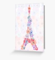 Flower Eiffel Tower Paris Greeting Card