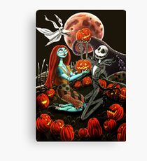 Jack and Sally Pumpkin Patch Canvas Print