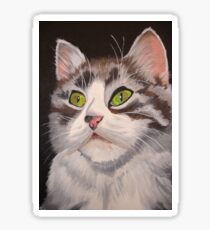 Long Haired Tabby Cat Portrait Sticker