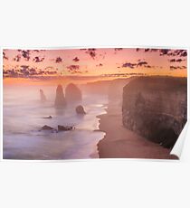 Misty sunset at the twelve apostles Poster