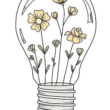 Artwork thumbnail, Light Bulb with Yellow Flowers by jamiemaher15