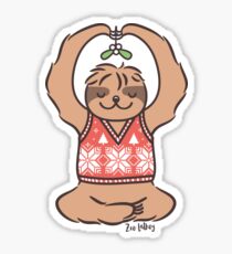 Pegatina Navidad beso pereza con muérdago