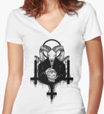 Satan Gets Ahead Women's Fitted V-Neck T-Shirt