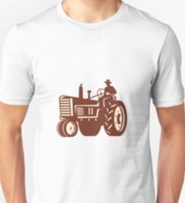 Farmer Driving Vintage Tractor Retro Unisex T-Shirt