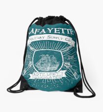 Guns and Ships - White Drawstring Bag