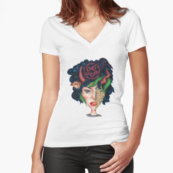 Devil inside out Fitted V-Neck T-Shirt