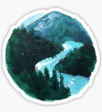 river and mountains illustration Sticker