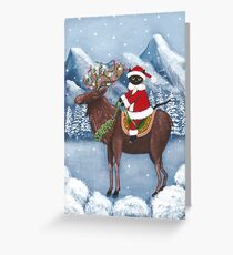 Merry Christmas Cat and Moose Greeting Card