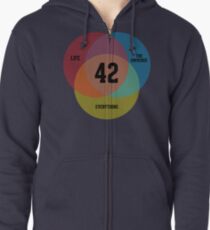 Venn Diagram: Life, the Universe & Everything Zipped Hoodie