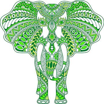 Artwork thumbnail, Henna Pattern Elephant in the Jungle by SBernadette
