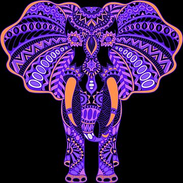 Artwork thumbnail, Henna Pattern Elephant Purple and Orange by SBernadette