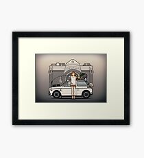 Honda N600 Rally Kei Car With Japanese 60's Asahi Pentax Commercial Girl Framed Print