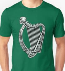 Irish Harp with Skull Unisex T-Shirt