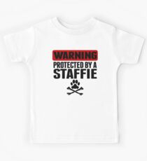 Warning Protected By A Staffie Kids Tee