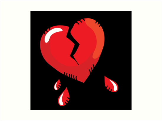 "Broken heart cartoon" Art Prints by silverorlead | Redbubble