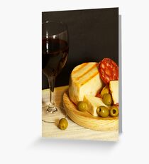 Red, Cheese, Sausage and Olives Greeting Card