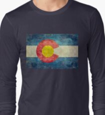 Colorado State Flag with vintage retro style treatment Long Sleeve T-Shirt