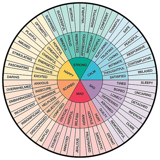 wheel of feelings and emotions therapy and counseling art dbt