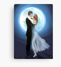 painting of love couple in moon light Leinwanddruck