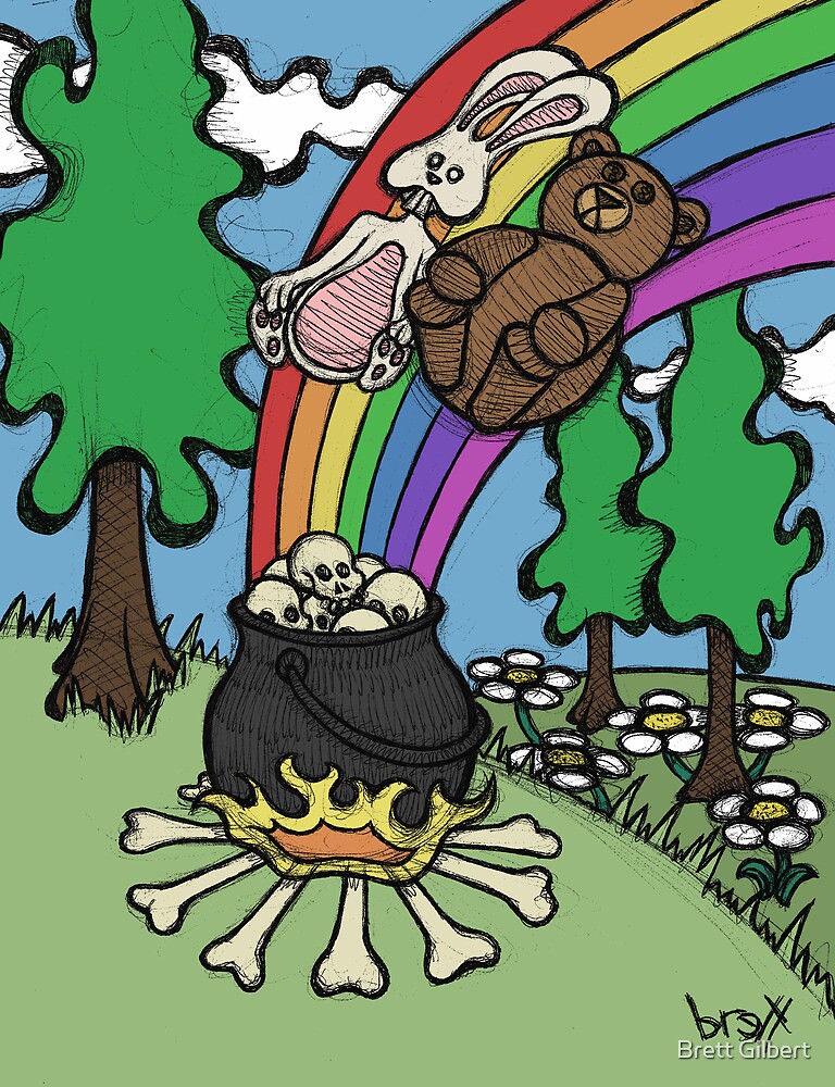 Teddy Bear And Bunny - End Of The Rainbow by Brett Gilbert