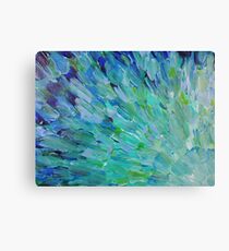 SEA SCALES - Beautiful BC Ocean Theme Peacock Feathers Mermaid Fins Waves Blue Teal Abstract Canvas Print