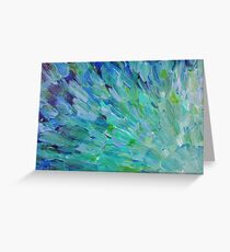 SEA SCALES - Beautiful BC Ocean Theme Peacock Feathers Mermaid Fins Waves Blue Teal Abstract Greeting Card