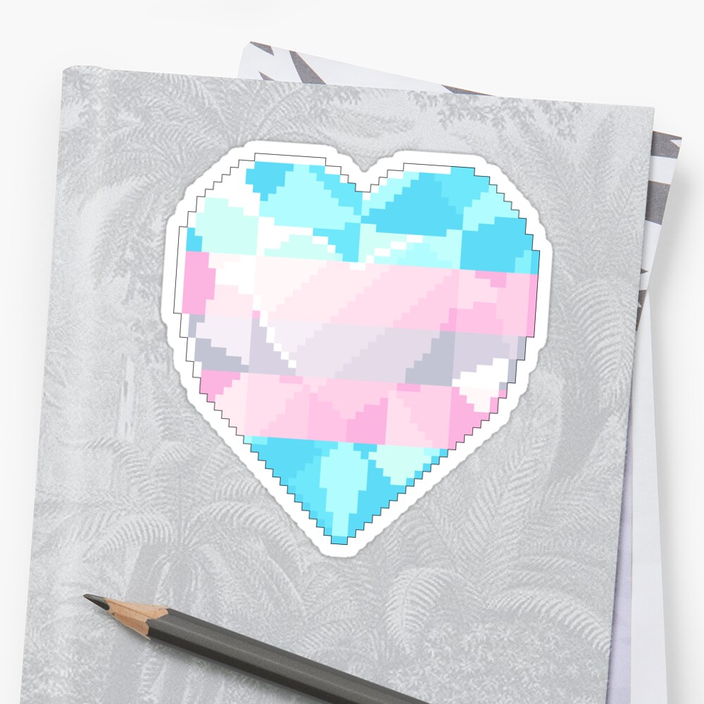 Pixel Pride Heart Gem Transgender Flag Sticker By Sleepyspooks Redbubble