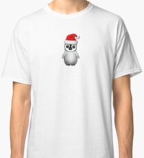 Baby Penguin Wearing a Santa Hat on Blue Classic T-Shirt