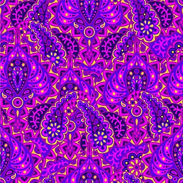 Artwork thumbnail, Vibrant Paisley Flower Pattern by SBernadette