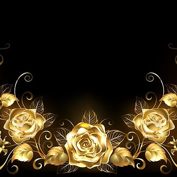 Elegant black background with gold flowers.  Poster for Sale by  LourdelKaLou