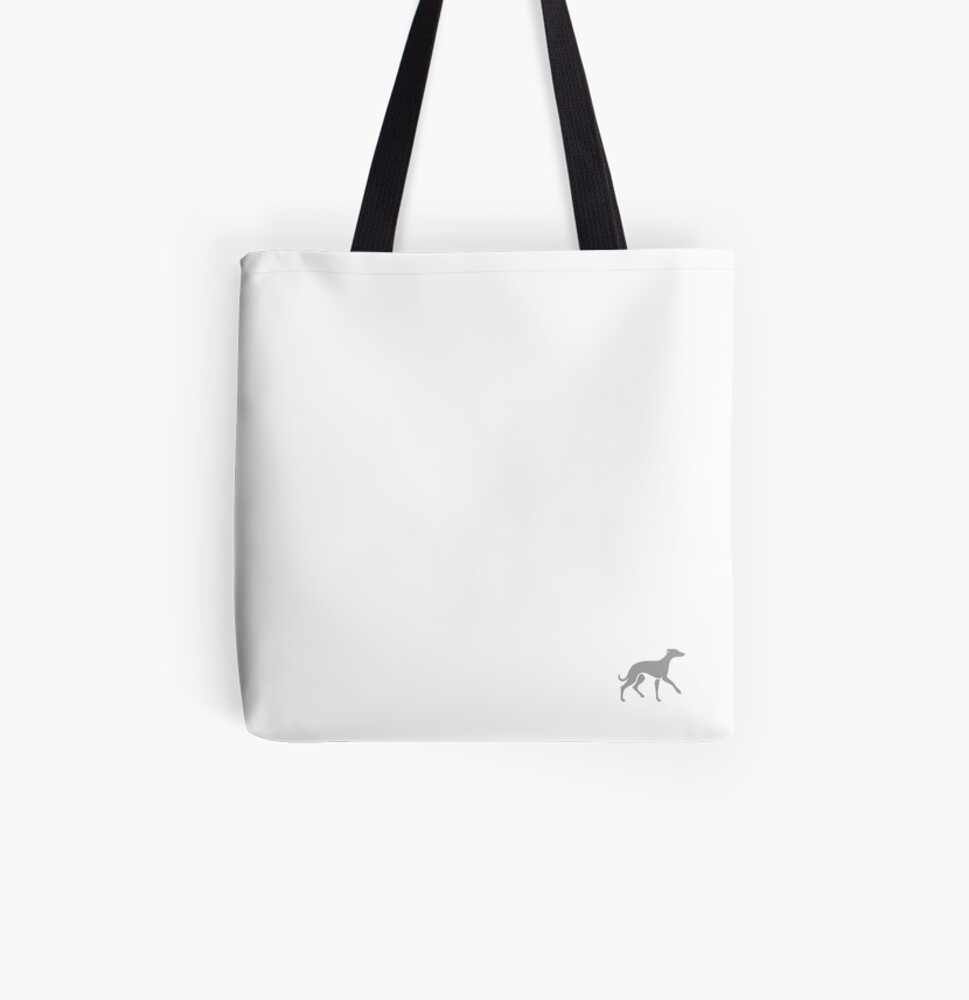 Grey Whippet On White Design All Over Print Tote Bag