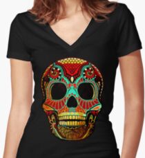 Camiseta entallada de cuello en V Grunge Skull No.2
