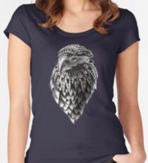 Ornate Tribal Shaman Eagle Print Fitted Scoop T-Shirt