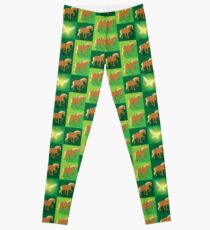 Abstract Epona on a field of green Leggings