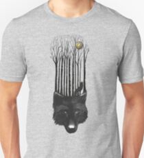 BLACK WOLF BARCODE in the woods illustration Unisex T-Shirt