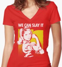 We Can Slay It Women's Fitted V-Neck T-Shirt