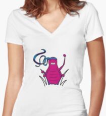 ninjitzoo - bruce flea Women's Fitted V-Neck T-Shirt