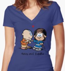 Aang & Katara (Avatar / Calvin & Hobbes) Women's Fitted V-Neck T-Shirt