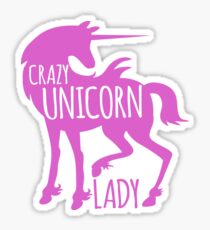 Crazy Unicorn lady in purple Sticker