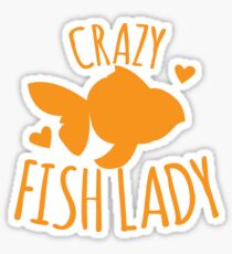 Crazy Fish lady with cute little goldfish Sticker