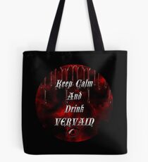 Keep Calm & Drink Vervain Black & Red Round VD Logo Tote Bag