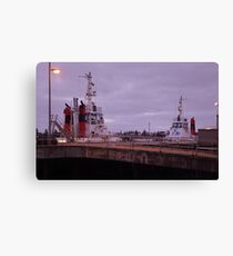 'Tugs at Night' Canvas Print
