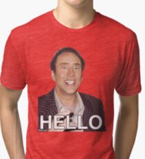 Nicolas Cage - HELLO Sticker Tri-blend T-Shirt