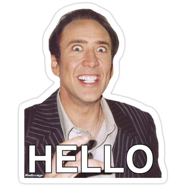 "Nicolas Cage - HELLO Sticker" Stickers by James Frewin ...