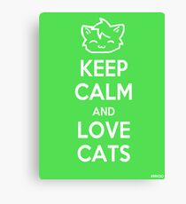 Keep Calm and Love Cats (Green) Canvas Print