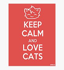 Keep Calm and Love Cats (Red) Photographic Print