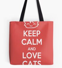 Keep Calm and Love Cats (Red) Tote Bag