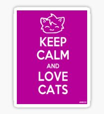 Keep Calm and Love Cats (Purple) Sticker