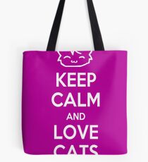 Keep Calm and Love Cats (Purple) Tote Bag