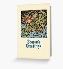 Hockey Playing Beaver Greeting Card